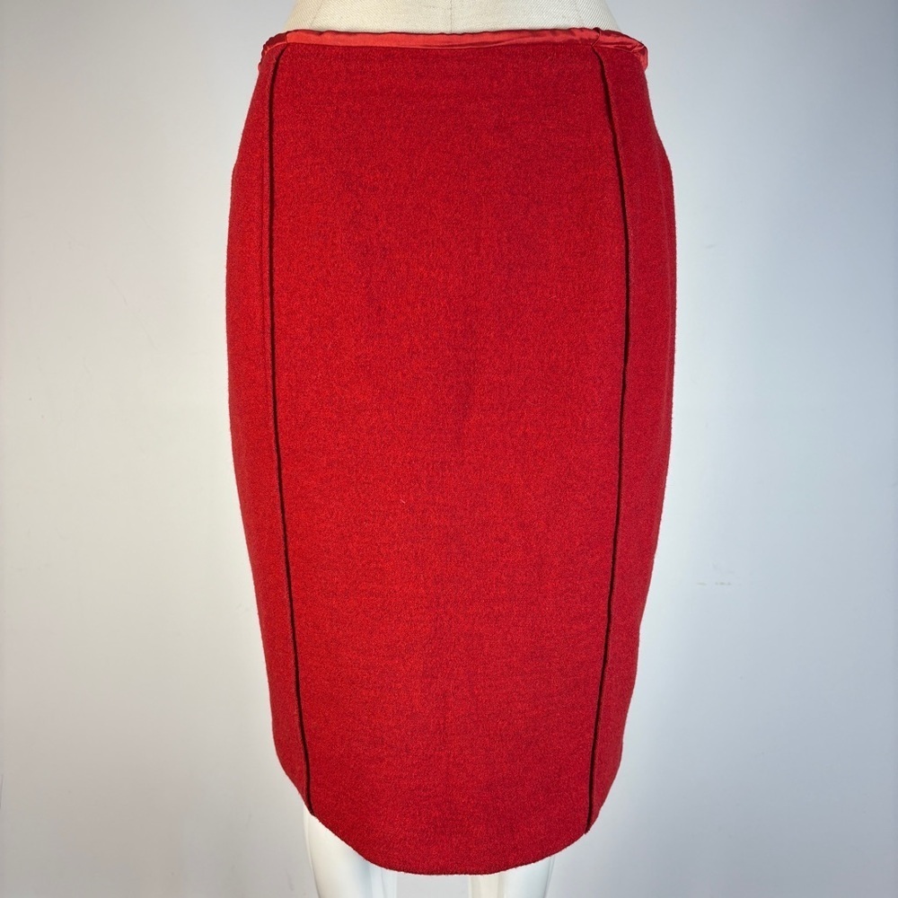 MaxMara Red 100% Virgin Wool Pencil Skirt M *Flaw